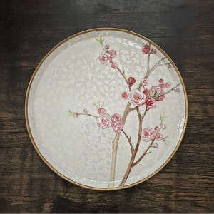 Antique Hand Painted Nippon Cherry Blossom Gold Rim Serving Platter Plate